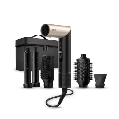 Image de Silk&#039;n air styler &amp; sèche cheveux I SilkyAir Flex Multistyler 5 accessoires inclus, boucleurs auto wrap, brosse plate, ovale, diffuseur et étui de rangement 1300 W (Or Rose 2024 edition)