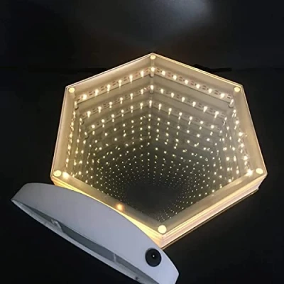 Image de Infinity Mirror Tunnel Light, LED Night Light 3D Lampe de bureau Party for la fête, chambre à coucher, le salon (Color : 6 sided)