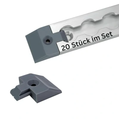 Image de Lot de 10 Embouts pour rails d&#039;avion carrés Couleur : Gris d&#039;extrémité Capuchons rail d&#039;aviation Forme rectangulaire Solidpro