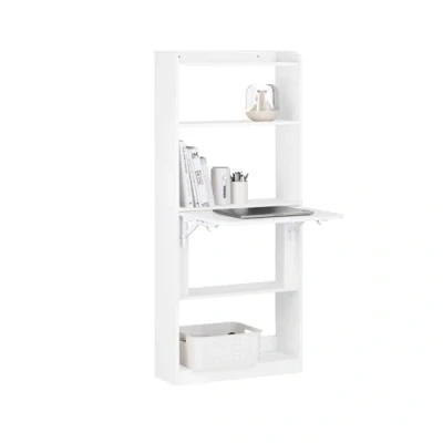 Image de SoBuy Bureau d&#039;Ordinateur, Pliant, Table d&#039;Ordinateur Rabattable, Informatique avec Etagères de Rangement 64 x 58 145 cm, FWT92 H W