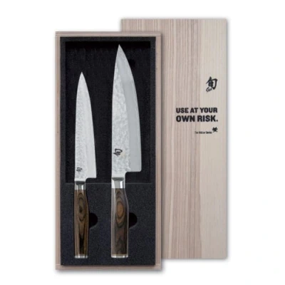 Image de KAI Shun Premier Tim Mälzer Ensemble de 2 Couteaux Chef Japonais Couteau 20 cm + Utilitaire 16,5 Acier Damas VG Max avec 32 Couches 61 HRC Manche en Pakkawood