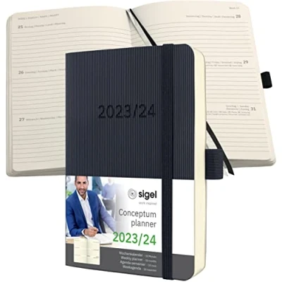 Image de SIGEL C2507 Agenda semainier 2024/2025, A6, couverture souple, noir Conceptum
