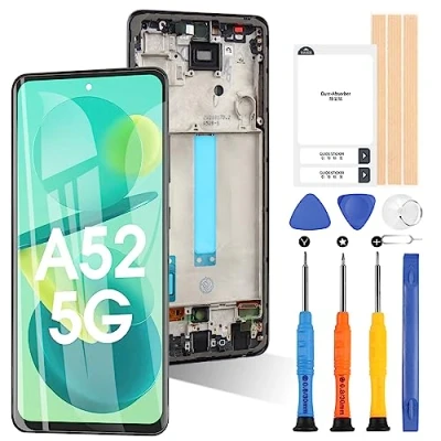 Image de Écran LCD pour Samsung Galaxy A52 5G SM A526B A526U A5160 avec cadre, écran 6,5&quot; Remplacement Tactile Digitizer Assemblée Réparation Kit