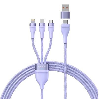 Image de Baseus Câble de charge rapide série Flash deux pour trois U+C vers M+L+C 100W
