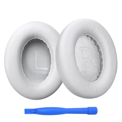 Image de Remplacement Coussinets d&#039;oreille pour Bose NC700 / 700 Noise Cancelling Casque par MMOBIEL Memory Foam et Protein PU Coussinet de Rechange Blanc