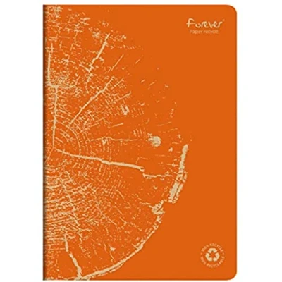 Image de Clairefontaine 684665C Un cahier Collection Forever Agrafé 100% Recyclé Orange rouille A4 21x29,7 cm 96 Pages Lignées Papier Blanc 90 g Couverture Carte Recyclée