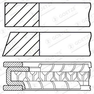 Image de GOETZE ENGINE 08 427600 10 Jeu De Segments Pistons 82 MERCEDES BENZ: Sprinter 3 T Van, Classe C Berline, 3.5 Van