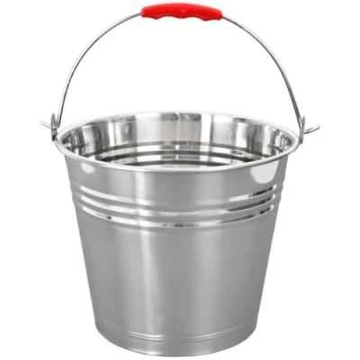 Image de Acier Inoxydable Seau avec poignée dans différentes Tailles 5L/10L/14L, Inoxydable, 14 l