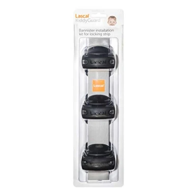Image de Lascal KiddyGuard Avant/Accent/Assure Support barrière de sécurité, escaliers avec rampes arrondies ou angulaires jusqu’à ø50 mm, Set 3 fixations, Noir