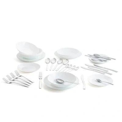 Image de Arcopal Vaisselle blanche complète pour 6 personnes (18 pièces) + couverts 24 pièces Amefa, Unique, 19