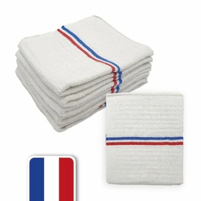 Image de LNT France Lot de 3 serpillières gaufrées Blanches FABRIQUÉE en résistance exceptionnelle 60x100 découpable 60x50. Polyvalentes pour Laver, Nettoyer, essuyer, éponger Tous Types Sol