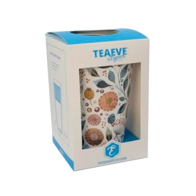 Image de Eigenart Teaeve Linnea 80063 Gobelet à double paroi en porcelaine, avec couvercle et passoire acier inoxydable, sans BPA, 350 ml
