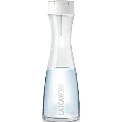 Image de Laica Bouteille filtrante en verre Glassmart, 1 filtre Fast Disk inclus, 120 litres d&#039;eau filtrée instantanément, réduit le chlore, améliore goût de l&#039;eau, 100% fabriqué Italie