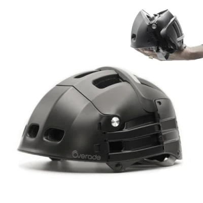 Image de Casque Pliable Overade Plixi pour Vélo, Trottinette électrique, VAE Volume divisé par 3 Certifié CE EN1078 Une Protection équivalente à Un Classique Noir S/M
