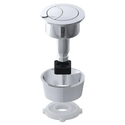 Image de SPARES2GO Kit de double bouton poussoir chasse d&#039;eau universel pour trou couvercle 20 mm, 40 50 60 mm (argent chromé)