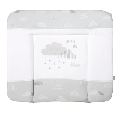 Image de roba Matelas à Langer Nettoyable 85 x 75 cm Dream Big Bords Rehaussés pour Table Sans Phtalate Motif Étoiles et Nuages Gris/Blanc