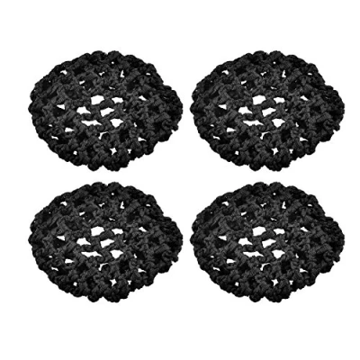 Image de Asien Femmes Cheveux Chignon Couvre Snoods Filet pour Ballet Danse Patinage (4pcs), Noir
