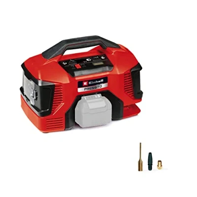 Image de Einhell Compresseur sans fil PRESSITO 18/21 Power X Change (18 V, arrêt automatique) Livré Batterie ni Chargeur, Noir/Rouge