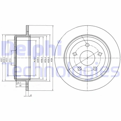 Image de DELPHI BG4157 Disque de frein 316 12 5 plein huilé non traité sans roulement roue, bague ABS JEEP: WRANGLER 3