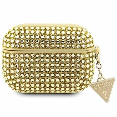 Image de Coque pour Airpods Pro 4G Diamond avec Charm Triangle Scintillant Ornée de Strass Dorée Neuf