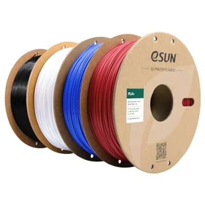 Image de eSUN PLA+ Filament 1.75mm, Renforcé Ténacité Imprimante 3D PLA Plus, Précision Dimensionnelle +/ 0.03mm, 1KG par Bobine, 4 Bobines pour 3D,Rouge Foncé+Bleu+Blanc Froid+Noir