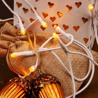 Image de Hellum 151671 Mini Guirlande lumineuse LED avec prise et câble blanc d&#039;intérieur 100 chaud Longueur : 14,85 m &lt; 59 lm