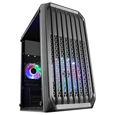 Image de Mars Gaming MC S2, Boîtier PC Micro ATX Ultra Compact, Grille Avant, 2x Ventilateurs FRGB, avec Fenêtre Latérale Intégrale, Supporte Refroidissement Liquide jusqu&#039;à 240mm, Noir