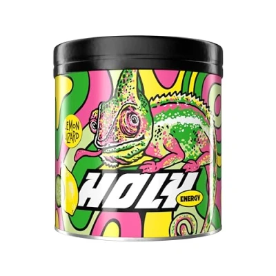 Image de HOLY Energy Gaming Booster &#039;Lemon Lizard&#039; avec goût citron &amp; concombre en poudre 50 portions NewCaff extrait de thé vert Focus Drink Vegan arômes fruits 100% naturels