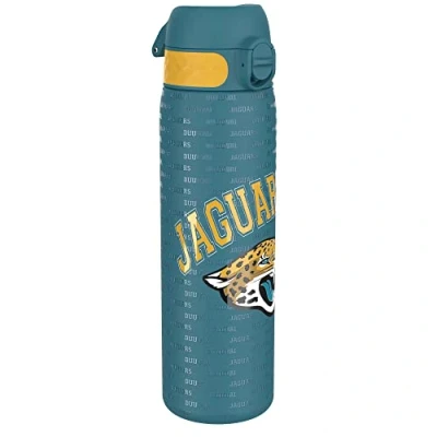 Image de Ion8 Gourde Inox, 600ml, Anti Fuite, Facile à Ouvrir, Verrouillage Sécurisé, Lavable au Lave Vaisselle, Poignée de Transport, Durable, Acier Inoxydable, Motif 3D NFL, Jaguars