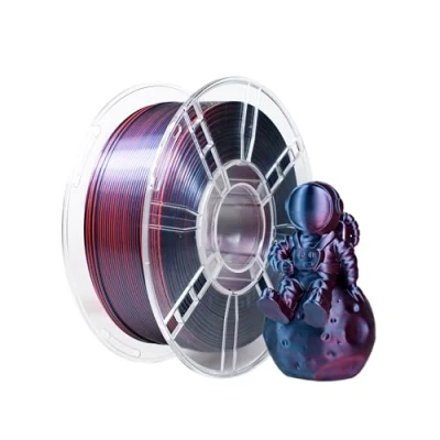 Image de iBOSS filament d&#039;imprimante 3D PLA PLUS, PLA+ 1,75 mm de soie bicolore, d&#039;impression brillant co extrusion 1kg (2.2lbs), Silk Bicolore Noir Rouge