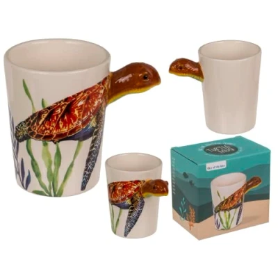 Image de Out of the blue Tasse tortue 11 x 8,5 cm 300 ml en faïence dans un coffret cadeau