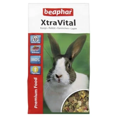 Image de beaphar Nourriture pour Lapins XtraVital rongeurs et Petits mammifères avec maïs, Avoine, Flocons de Haricots, Pois Soutient la santé vitalité 1 kg