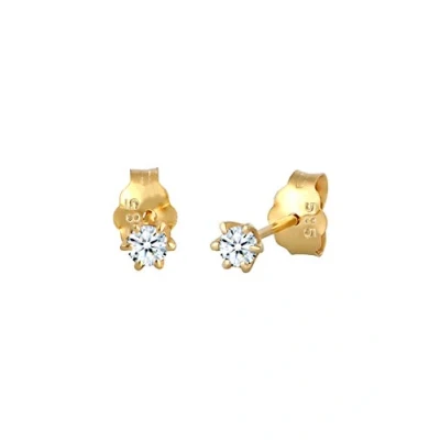 Image de Elli DIAMONDS Boucles d&#039;Oreilles Femmes Classique s Solitaire avec Diamant (0.22 ct.) en Or Jaune 585