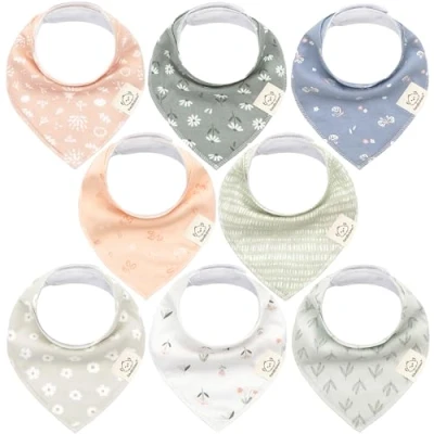 Image de KeaBabies 8 Pack Bavoirs Bandana Bio pour Filles Bébés Filles, Garçons, en Coton Doux, Bavoir Bébé Bave, de Dentition Bébés, Nourrisson, Tout petit (Fleur)