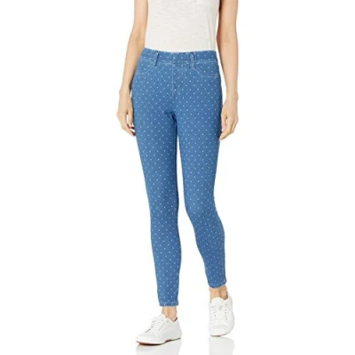 Image de Amazon Essentials Jegging en Tricot Extensible à Enfiler Femme, Lavage Indigo Blanc Points, XXL