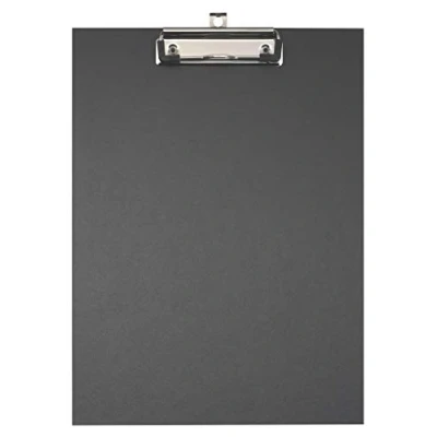 Image de Exacompta Ref. 17291E Porte bloc à pince en carton rembordé papier enduit avec et système d&#039;accroche mural Dimensions : 23 x 32 cm pour document au format A4 couleur noir