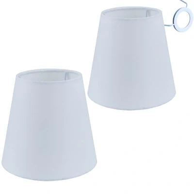 Image de Sinta 5.5&quot;(14cm) Abat Jour en Tissu de Remplacement moderne E14/E27 Petite Lampe Suspendue pour Bougie Lustre Cristal Applique Murale Table,(6 Pack) Blanc