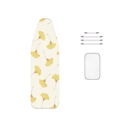 Image de WTAIS Coton Housse de Table à Repasser, 160x60cm Très Grande Taille Impression Feuille D&#039;Abricot épaisseur 2 Plis Couverture Planche avec Filet Thermique Et Attaches
