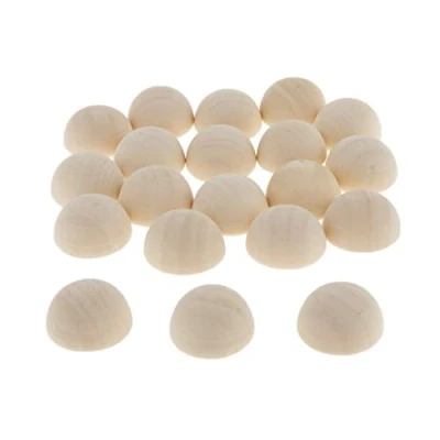 Image de Baoblaze 20x Demi Sphère Bouton Décoratif en Bois Décor Bohémien Intérieur Extérieur25/30mm, 25MM