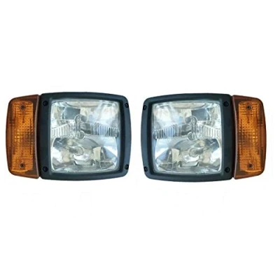 Image de Lot De 2 Phares Avant Avec Clignotant Câblage Adaptable 12V 24V 5 Fonctions Gauche + Droit Pour Tracteur Véhicule Agricole