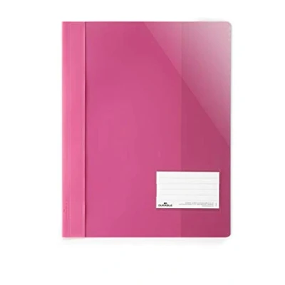 Image de Durable 269034 Lot de 25 chemises à Lamelles Format A4+ avec Porte étiquette Couverture Transparente Dos Opaque Rose foncé