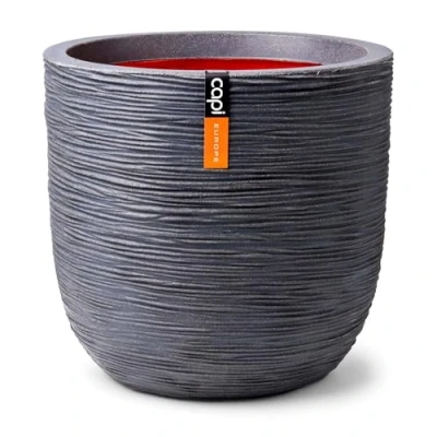 Image de Capi Europe Pot de Fleurs Boule Rib NL 43x41 Gris foncé Ouverture Ø35 pour Une Utilisation à l&#039;intérieur et l&#039;extérieur Garantie Vie KDGR933