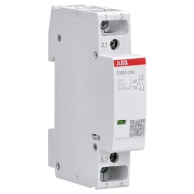 Image de Contacteur d&#039;installation ESB20 20N 06, 2NA, 230AC/DC, montage DIN (référence : ABB 1SBE121111R0620), blanc, standard