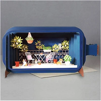Image de Message in A Bottle Carte de vœux 3D Pop Up Motif chats avec fleurs
