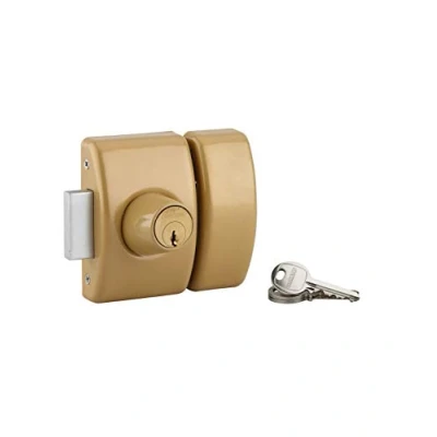 Image de THIRARD Verrou double entrée Design 5 pour porte d&#039;entrée, cylindre 45mm, acier, 3 clés, bronze