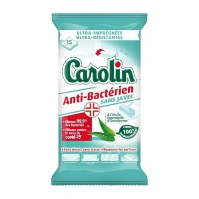 Image de CAROLIN Antibactérien Lingettes Sols X15 le Lot De 3