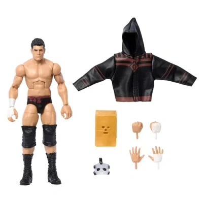 Image de Mattel WWE Élite Cody Rhodes Figurine articulée de 15 cm à Collectionner avec Accessoires, Greatest Hits 2025, 25 Points d’Articulation et Mains interchangeables, JCH82