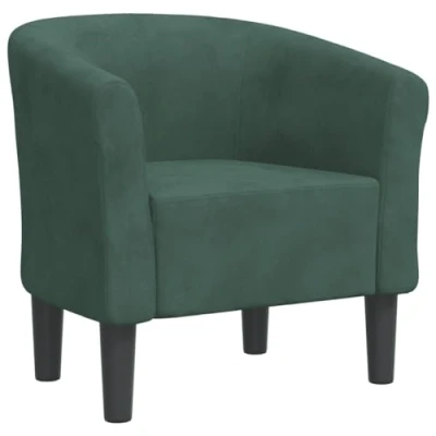 Image de vidaXL Fauteuil Cabriolet, Chaise avec Accoudoirs, Canapé Dossier, Siège Rembourré, Meuble de Salon Chambre Bureau, Vert Foncé Velours