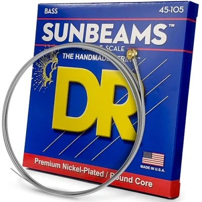 Image de DR Strings SUNBEAMS SHORT SCALE 45 105 Jeu de Cordes pour Guitare Basse