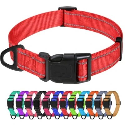 Image de TagME Collier pour Chien, en Nylon Réfléchissant Réglable Classique Convient Petit Chiens, Rouge, 2.0cm Largeur